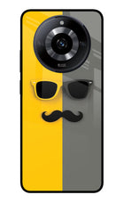 Sunglasses with Mustache Realme Narzo 60 5G Glass Case Back Cover by Casekaro