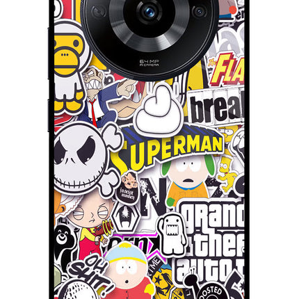 Sticker Bomb Realme Narzo 60 5G Glass Case Back Cover by Casekaro