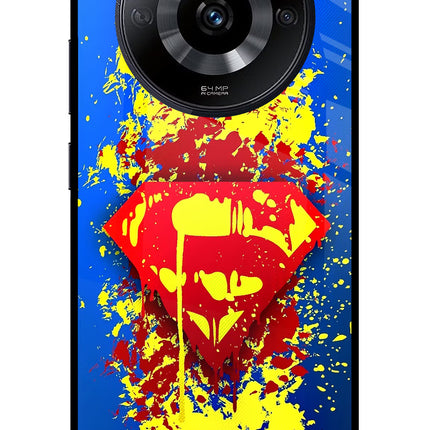Superman logo Realme Narzo 60 5G Glass Case Back Cover by Casekaro