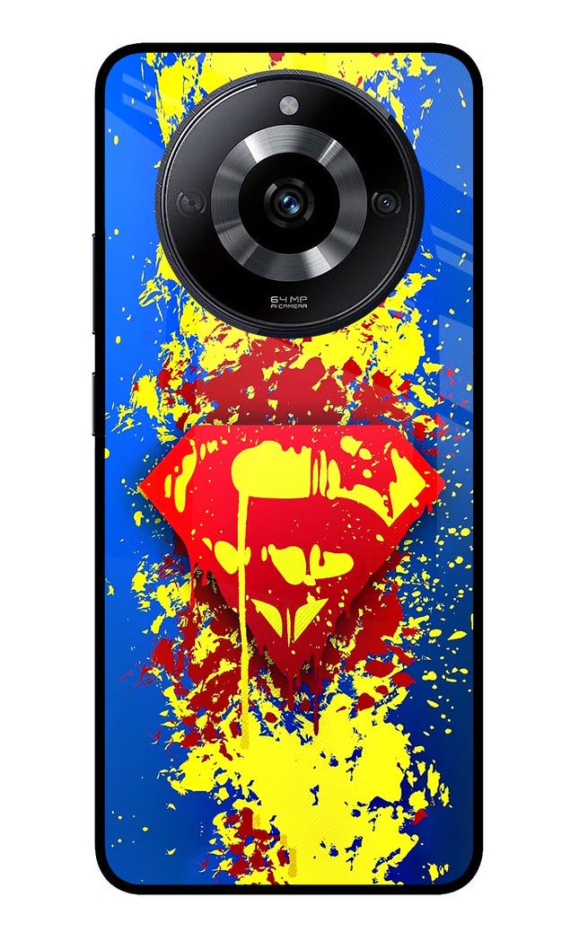 Superman logo Realme Narzo 60 5G Glass Case Back Cover by Casekaro