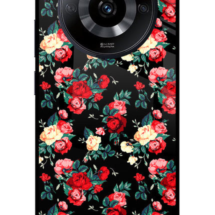 Rose Pattern Realme Narzo 60 5G Glass Case Back Cover by Casekaro