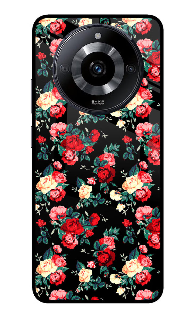 Rose Pattern Realme Narzo 60 5G Glass Case Back Cover by Casekaro