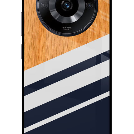 Blue and white wooden Realme Narzo 60 5G Glass Case Back Cover by Casekaro