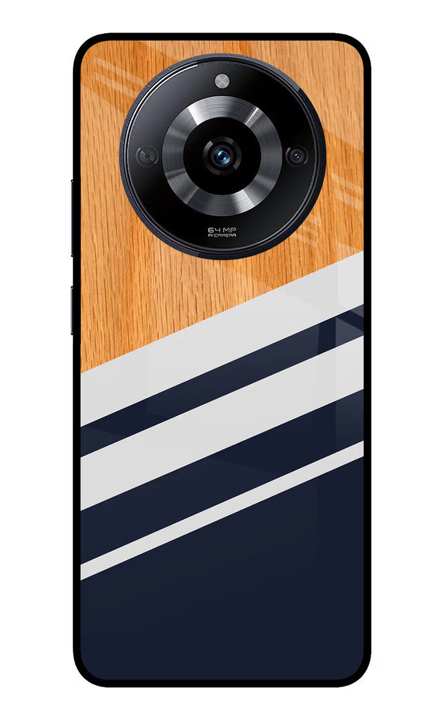Blue and white wooden Realme Narzo 60 5G Glass Case Back Cover by Casekaro