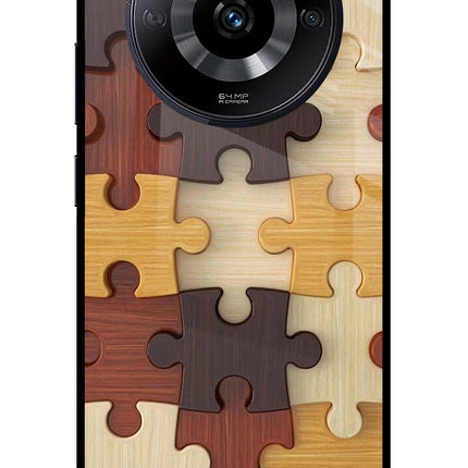 Wooden Puzzle Realme Narzo 60 5G Glass Case Back Cover by Casekaro
