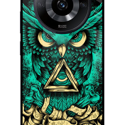 Green Owl Realme Narzo 60 5G Glass Case Back Cover by Casekaro