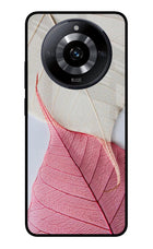 White Pink Leaf Realme Narzo 60 5G Glass Case Back Cover by Casekaro