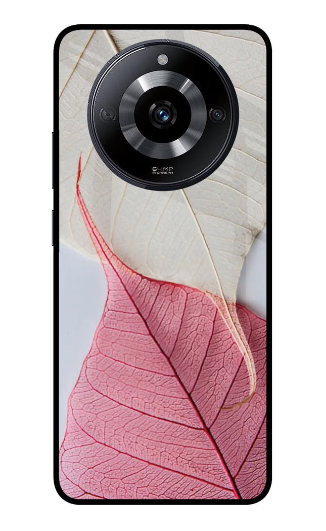 White Pink Leaf Realme Narzo 60 5G Glass Case Back Cover by Casekaro