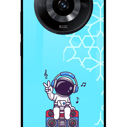 Cute Astronaut Chilling Realme Narzo 60 5G Glass Case Back Cover by Casekaro