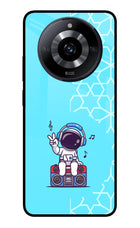 Cute Astronaut Chilling Realme Narzo 60 5G Glass Case Back Cover by Casekaro