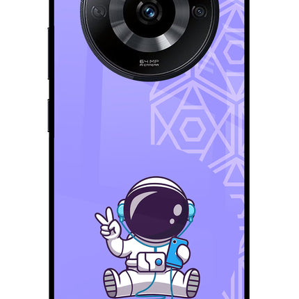 Cute Astronaut Chilling Realme Narzo 60 5G Glass Case Back Cover by Casekaro