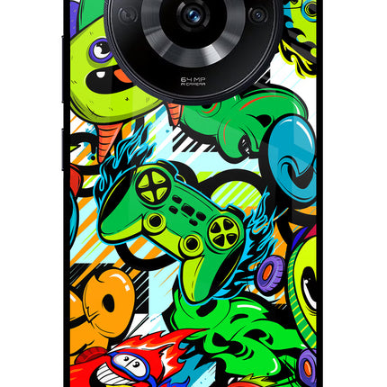 Game Doodle Realme Narzo 60 5G Glass Case Back Cover by Casekaro
