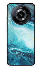 Blue Glitter Marble Realme Narzo 60 5G Glass Case Back Cover by Casekaro