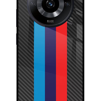 BMW Stripes Pattern Realme Narzo 60 5G Glass Case Back Cover by Casekaro