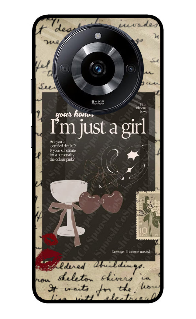 I am just a girl Realme Narzo 60 5G Glass Case Back Cover by Casekaro