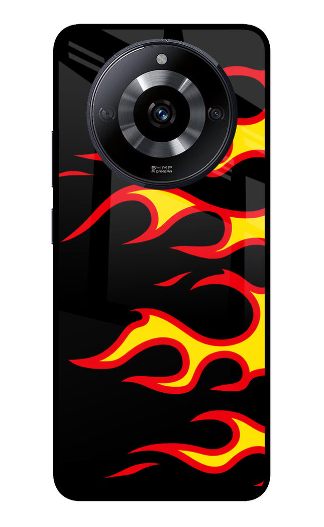 Side Sweep Flames Realme Narzo 60 5G Glass Case Back Cover by Casekaro