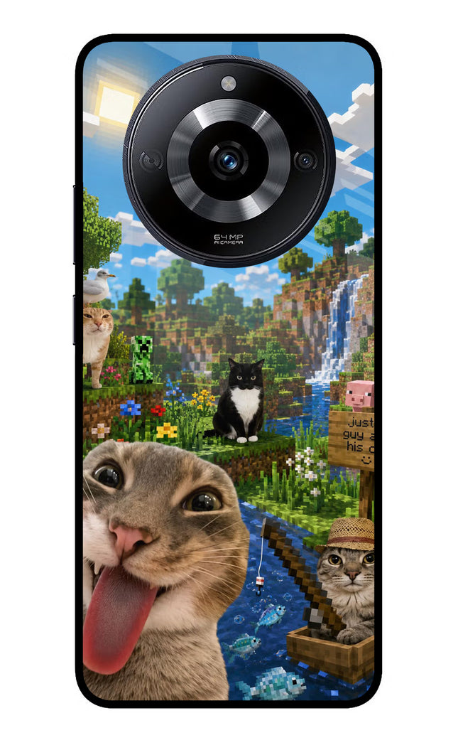 Minecraft Cat Chaos Realme Narzo 60 5G Glass Case Back Cover by Casekaro