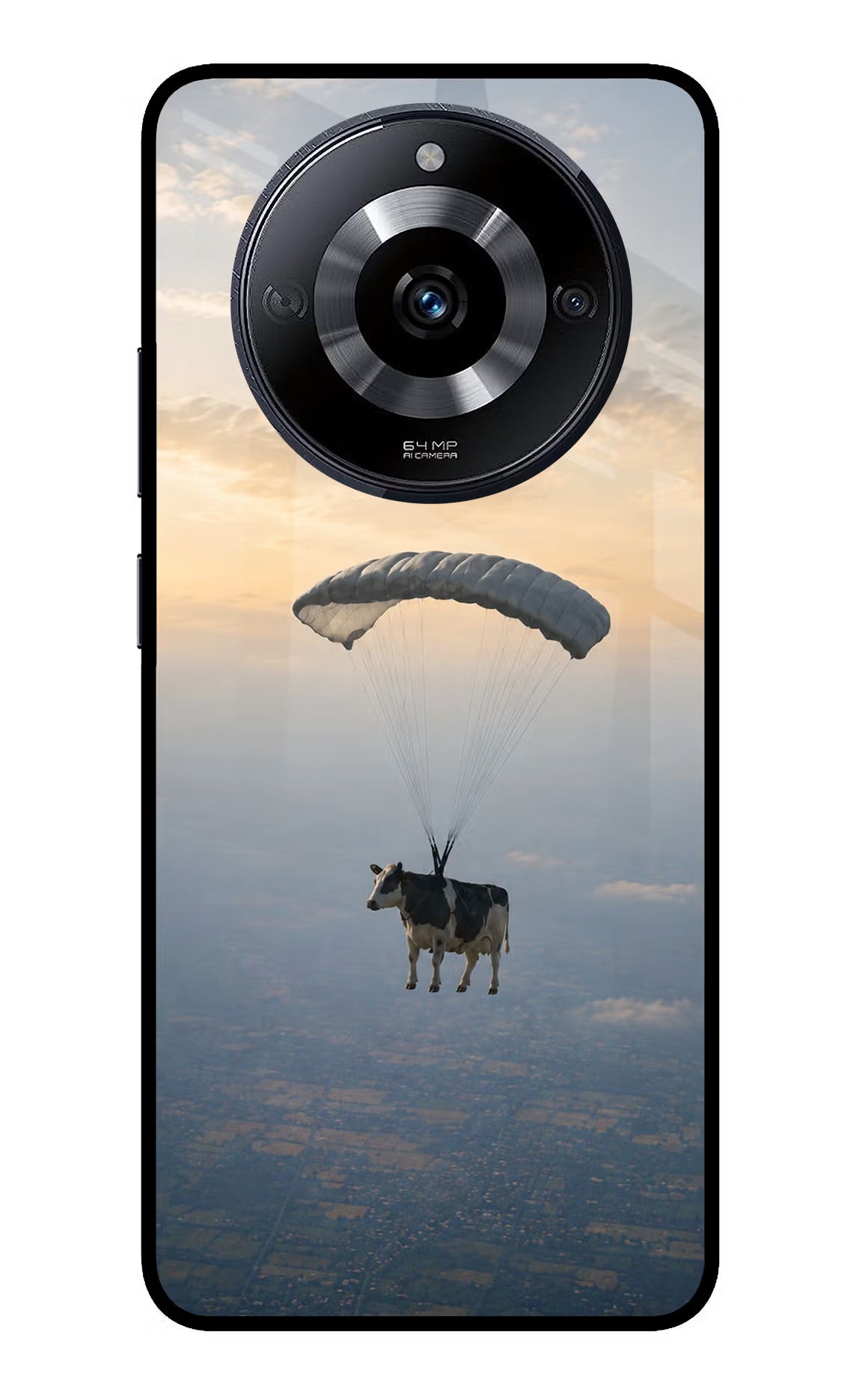 Skydiving Cow Realme Narzo 60 5G Glass Case