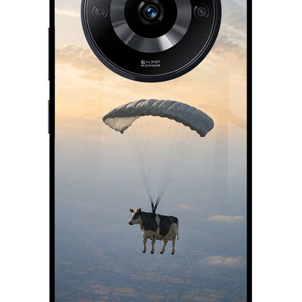 Skydiving Cow Realme Narzo 60 5G Glass Case Back Cover by Casekaro