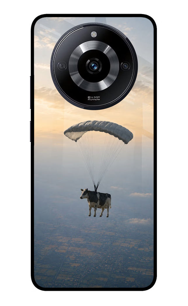 Skydiving Cow Realme Narzo 60 5G Glass Case Back Cover by Casekaro