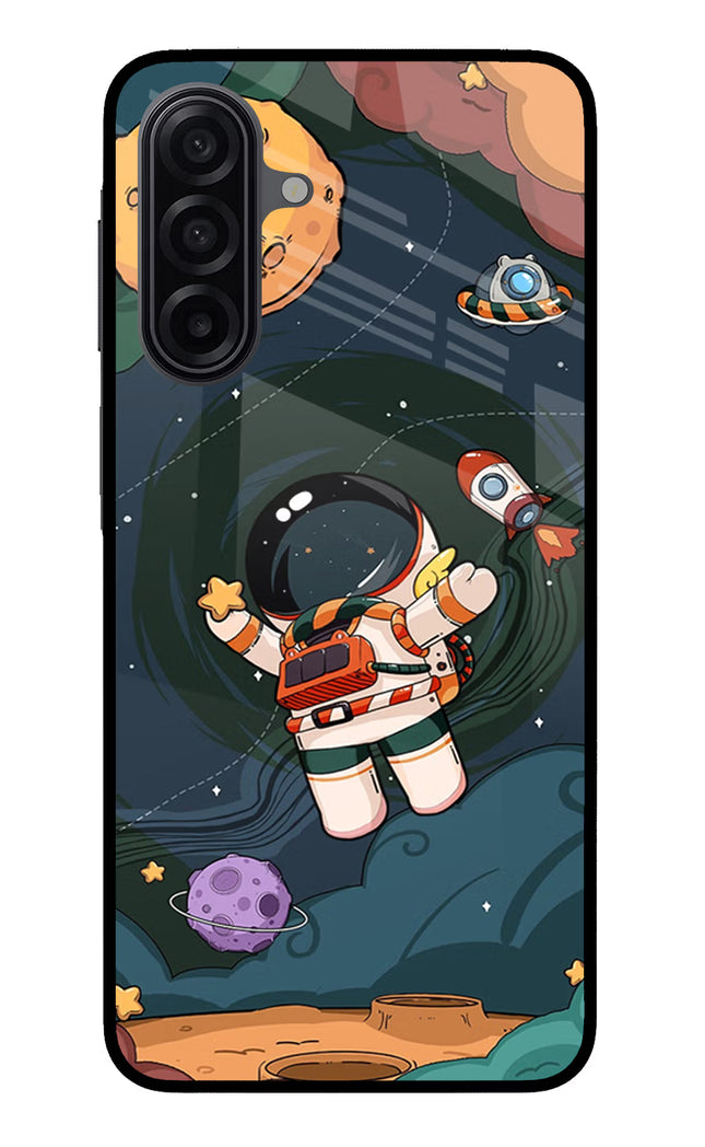 Cartoon Astronaut Samsung M17 5G Glass Case Back Cover by Casekaro