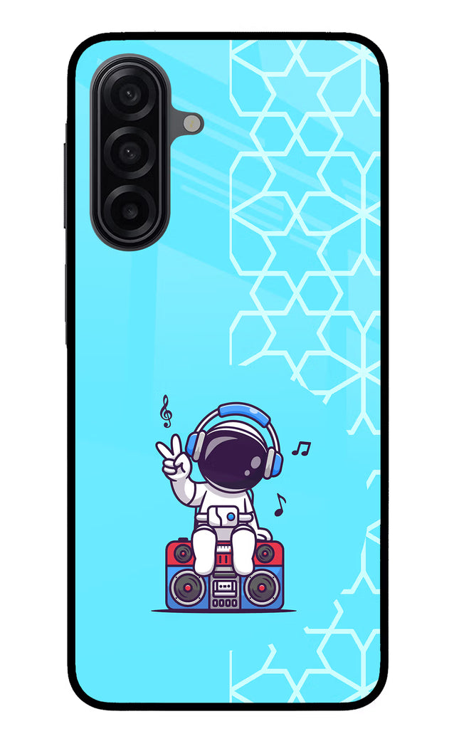 Cute Astronaut Chilling Samsung M17 5G Glass Case Back Cover by Casekaro