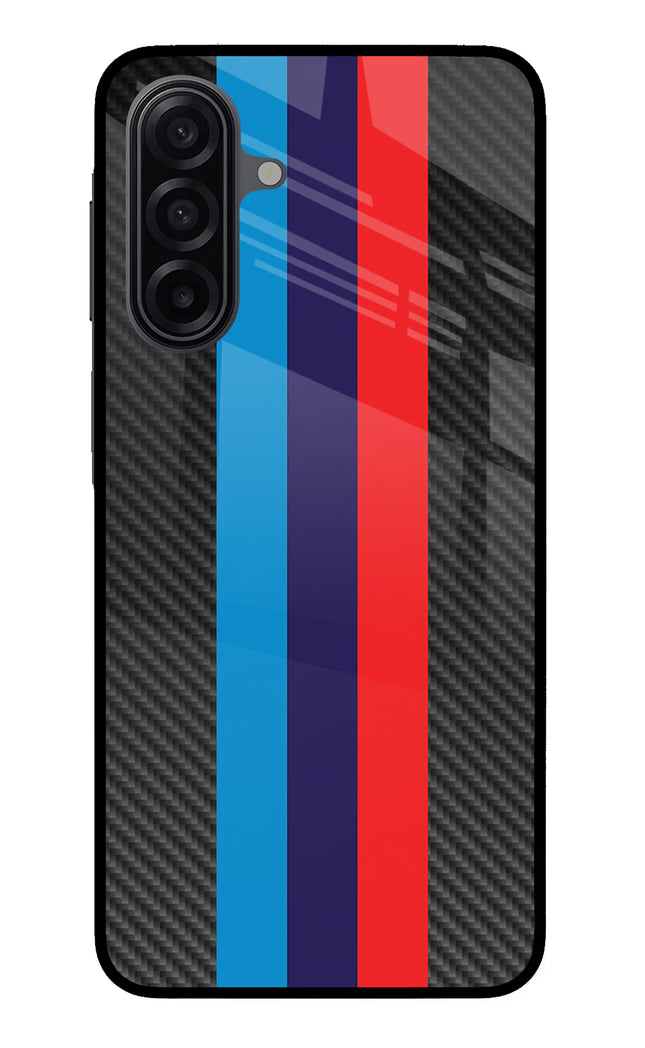 BMW Stripes Pattern Samsung M17 5G Glass Case Back Cover by Casekaro