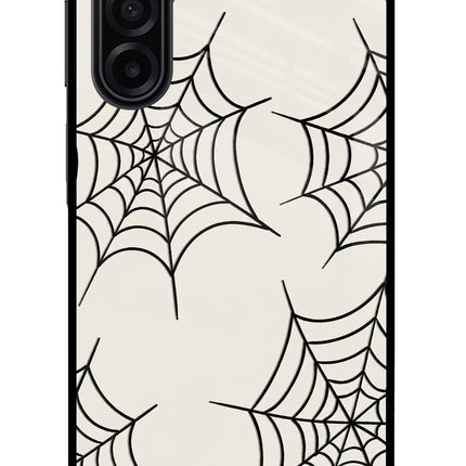 Spider Web Samsung M17 5G Glass Case Back Cover by Casekaro