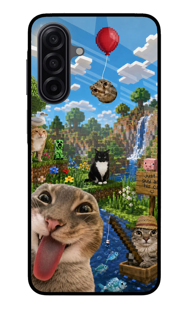 Minecraft Cat Chaos Samsung M17 5G Glass Case Back Cover by Casekaro