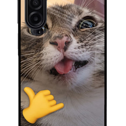 Silly Cat Call Samsung M17 5G Glass Case Back Cover by Casekaro