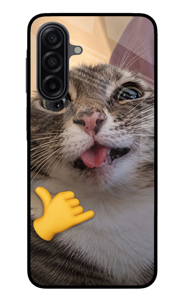 Silly Cat Call Samsung M17 5G Glass Case Back Cover by Casekaro