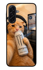 Gamer Cat Energy Samsung M17 5G Glass Case Back Cover by Casekaro