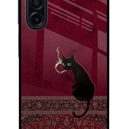 Midnight Cat Samsung M17 5G Glass Case