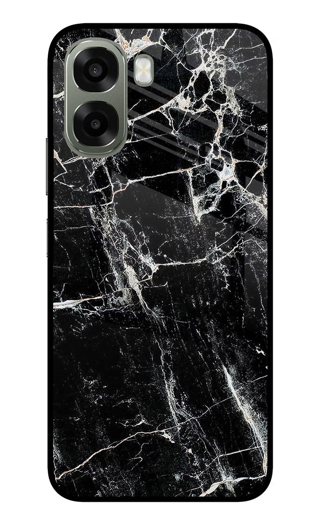 Black Marble Texture Oppo A6x 5G Glass Case Back Cover by Casekaro