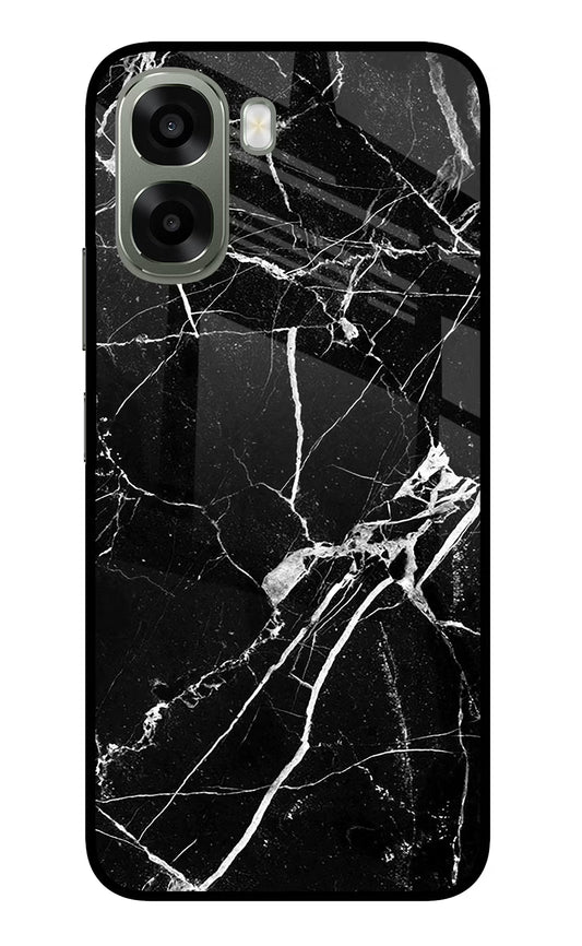 Black Marble Pattern Oppo A6x 5G Glass Case