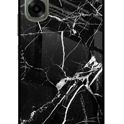 Black Marble Pattern Oppo A6x 5G Glass Case Back Cover by Casekaro