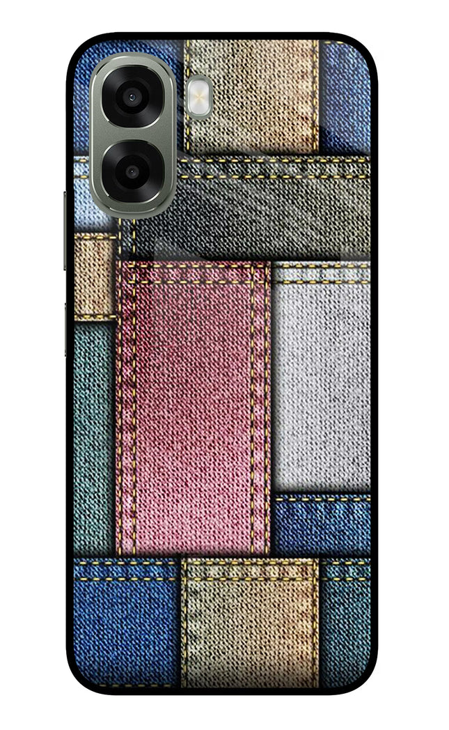 Multicolor Jeans Oppo A6x 5G Glass Case Back Cover by Casekaro