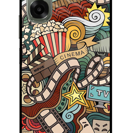 Cinema Abstract Oppo A6x 5G Glass Case Back Cover by Casekaro