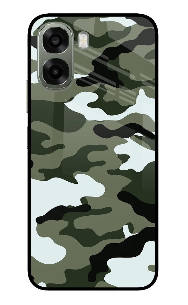 Camouflage Oppo A6x 5G Glass Case Back Cover by Casekaro