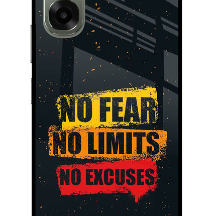 No Fear No Limits No Excuse Oppo A6x 5G Glass Case Back Cover by Casekaro