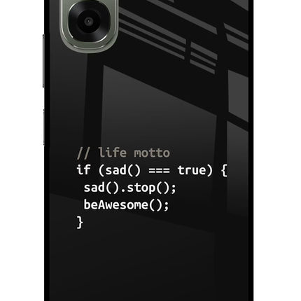 Life Motto Code Oppo A6x 5G Glass Case Back Cover by Casekaro