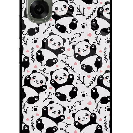 Cute Panda Oppo A6x 5G Glass Case Back Cover by Casekaro