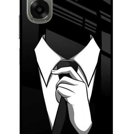 Black Tie Oppo A6x 5G Glass Case Back Cover by Casekaro