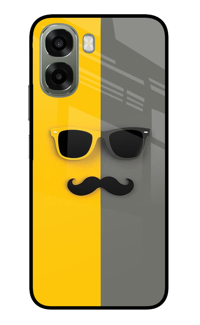 Sunglasses with Mustache Oppo A6x 5G Glass Case Back Cover by Casekaro