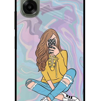 Selfie Girl Oppo A6x 5G Glass Case Back Cover by Casekaro