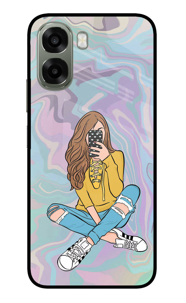 Selfie Girl Oppo A6x 5G Glass Case Back Cover by Casekaro