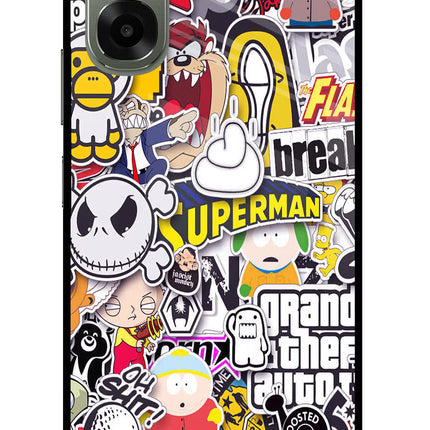 Sticker Bomb Oppo A6x 5G Glass Case Back Cover by Casekaro
