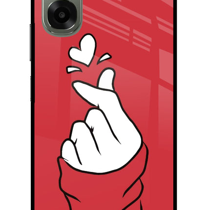 Korean Love Sign Oppo A6x 5G Glass Case Back Cover by Casekaro