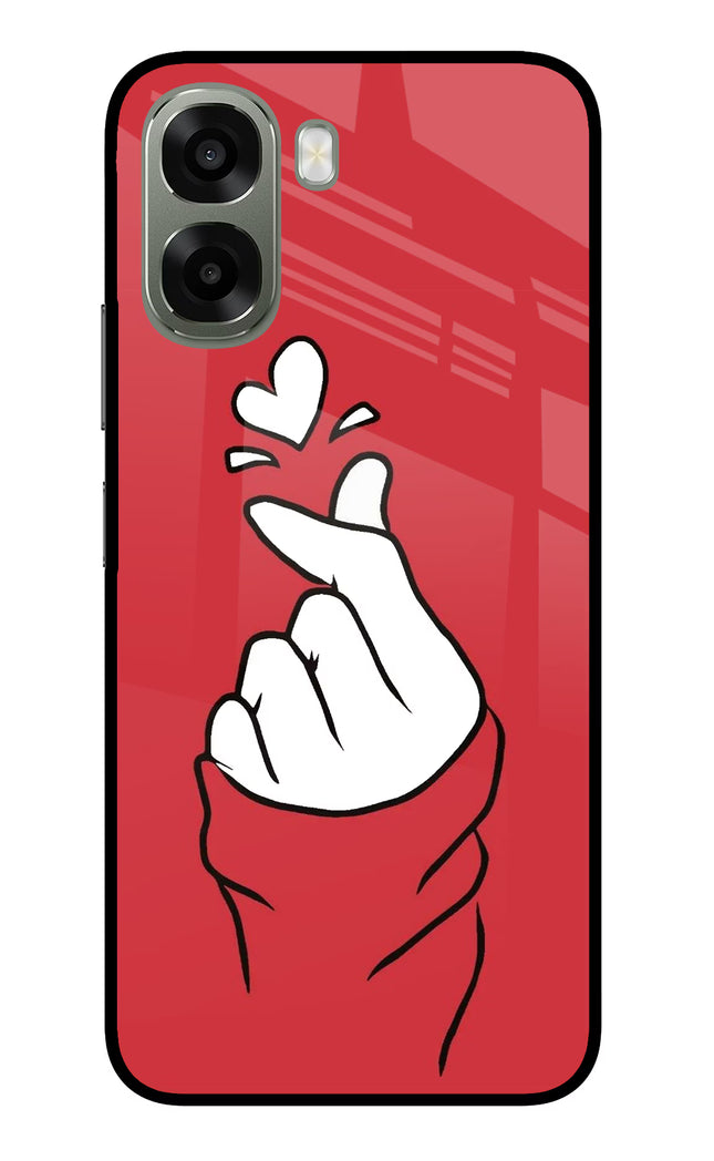 Korean Love Sign Oppo A6x 5G Glass Case Back Cover by Casekaro
