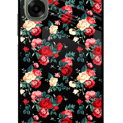 Rose Pattern Oppo A6x 5G Glass Case Back Cover by Casekaro